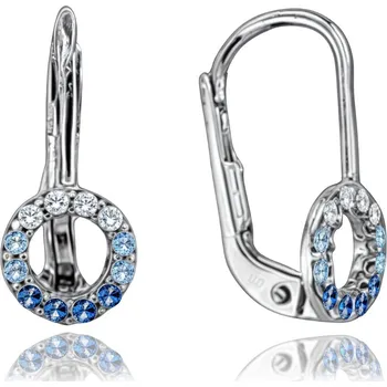 Šperk MINET Náušnice z bílého zlata kroužky s různobarevnými zirkony Au 585/1000 1,45g