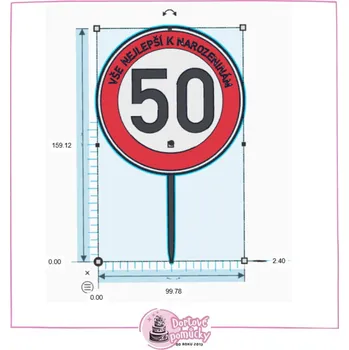 50 VŠE NEJLEPŠÍ K NAROZENINÁM - plastová dekorace - bez trnu