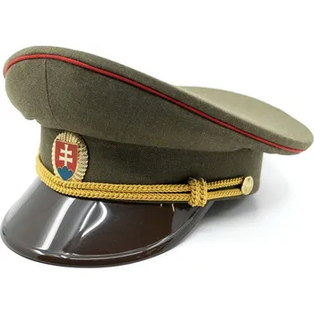 Čepice Armáda Slovenská Brigadýrka důstojnická SK zlatý odznak, kšilt plast, červená linka ZELENÁ Velikost: 53