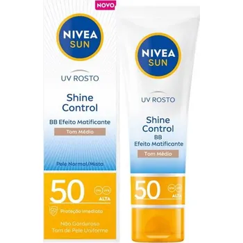 Přípravek na opalování Nivea Sun UV Face Shine Control Cream Tinted SPF 50 - Matující krém na obličej 50 ml 0 ml - 01 Medium