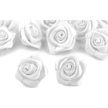 Saténová růže Ø20 mm bílá 10 ks