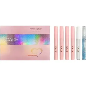 Rtěnka Sada 6ks Matte Liquid Lipstick Set 4 odstíny lesku na rty 1 transparentní lesk 1 balzám Plumper Dárkový set s náhrdelníkem