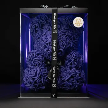 umělá květina Medvídárek Limited Edition 40cm dárkově balený - fialový