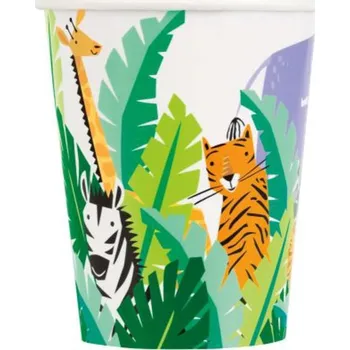 Party nádobí Unique Safari party green - Kelímky papírové 266 ml 8 ks