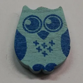Dětské navlékací korálky Dřevěné korálky - sovička světle modrá - 19x25mm - 1ks