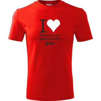 Chlapecké tričko Červené dětské tričko I love Šarplaninský pastevecký pes - dárek pro malého pejskaře / pejskařku - barva červená - velikost 8let