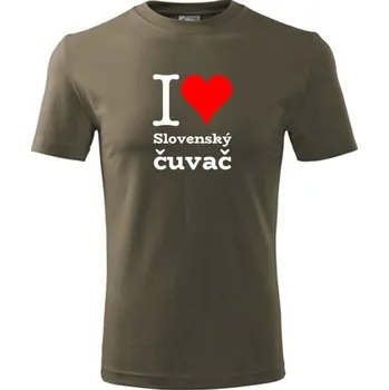 Army tričko I love Slovenský čuvač - dárek pro pejskaře - barva hnědá - velikost XXXL