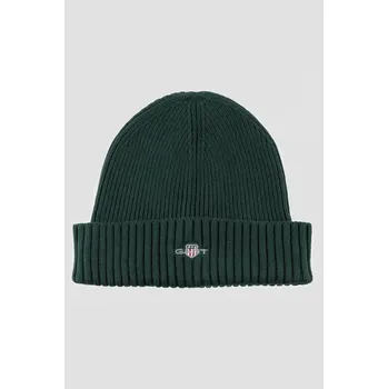 Kšiltovka ČEPICE GANT COTTON BLEND LOGO BEANIE TARTAN GREEN