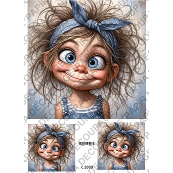 Výtvarný papír Rýžový a soft papír na decoupage - Rozpustilá holka - KB02090 Materiál: Rýžový papír, Rozměr: A4