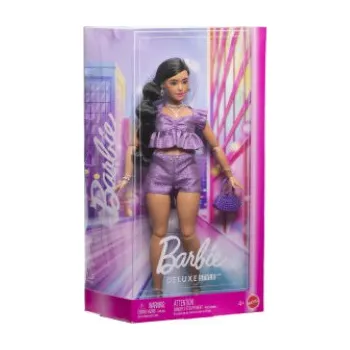 Panenka Barbie Deluxe modelka - Fialové šortky JFP43 TV