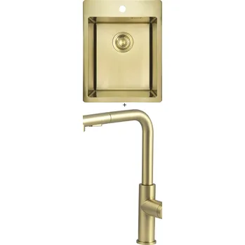 Nerezový dřez Nerezový dřez SET Deante OLFATO ZPO R10E zlatá + Deante MOMI BKM R73M nerez zlatá