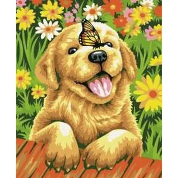 Dětské zboží Malowanie po numerach 40x50cm Piesek z motylem