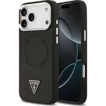 Náhradní kryt pro mobilní telefon Guess PU Leather Triangle Logo MagSafe zadní kryt pro iPhone 17 Pro Max Black