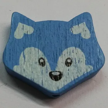 Dětské navlékací korálky Dřevěné korálky - liška modrá - 23x27mm - 1ks