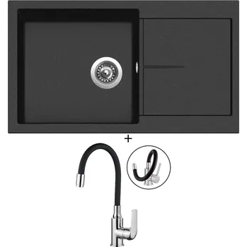 Granitový dřez Granitový dřez SET Sinks INFINITY 860 metalblack + Kuchinox ELZA BKE 761 chrom/černá