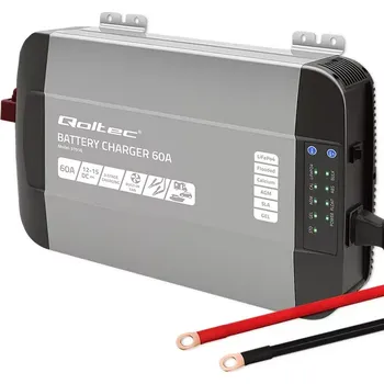 Nabíječka autobaterie Qoltec 51916 Inteligentní profesionální nabíječka Monolith pro LiFePO4 AGM GEL SLA baterie | 60A | 12V | Rychlé nabíjení