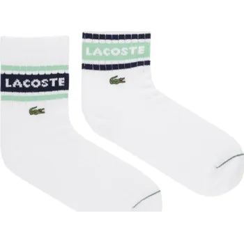 Pánská móda Ponožky Lacoste Ribbed Cotton Socks 2P - white/green/navy blue Bílý (35-38)