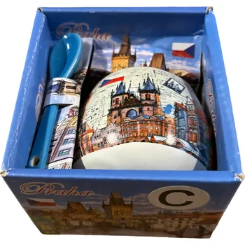 Stolování SKANTEX Hrnek s lžičkou s motivem - PRAHA barva: Modrá