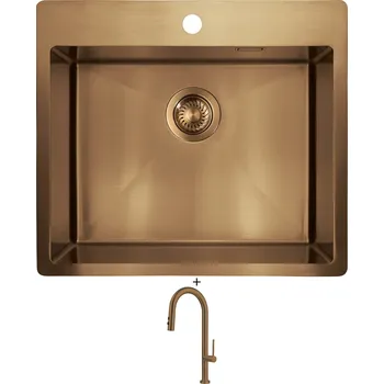 Kuchyňský dřez Nerezový dřez SET Deante OLFATO ZPO C10B měď + Deante OLFATO BQO C72M měď
