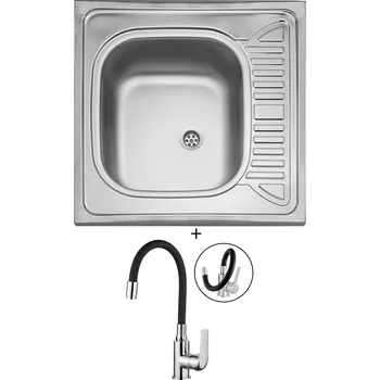 Nerezový dřez Nerezový dřez SET Sinks CLP-D 600 M 0,5mm matný + Kuchinox ELZA BKE 761 chrom/černá