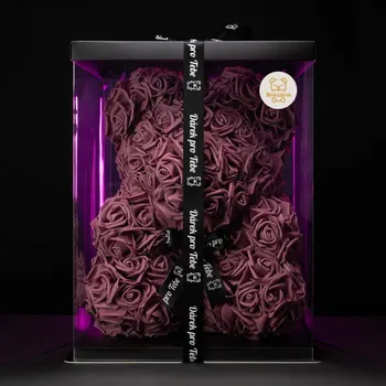 umělá květina Medvídárek Limited Edition 40cm dárkově balený - starofialová
