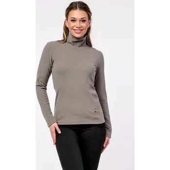 Dámský svetr Fleecový dámský šedohnědý rolák s dlouhými rukávy 61 velikost 3XL