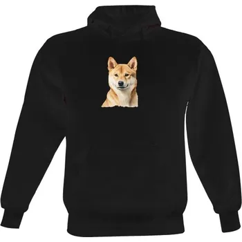 Pánská mikina Pánská mikina s kapucí s potiskem Shiba inu bavlna a chlupy pánské
