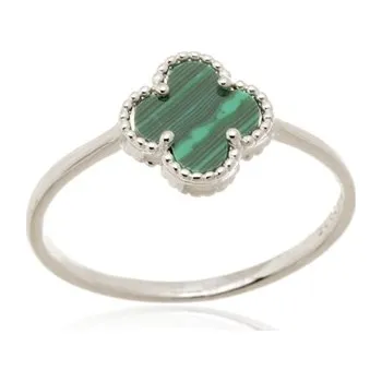 Prsten Stříbrný prsten čtyřlístek s malachitem 80717F