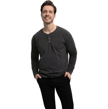 Pánské tričko Pánské triko s dlouhým rukávem VOLCANO-L-CHARL-701M-Grey MEL Šedá M