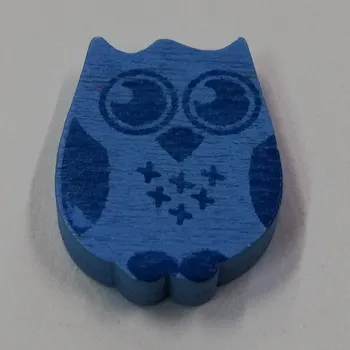 Dětské navlékací korálky Dřevěné korálky - sovička modrá - 19x25mm - 1ks