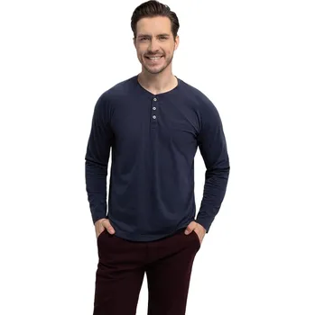 Pánské tričko Pánské triko s dlouhým rukávem VOLCANO-L-CHARL-600M-NAVY MEL Modrá M