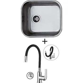 Nerezový dřez Dřez pod desku SET Foster Serie UM 1811 050 nerez + Kuchinox ELZA BKE 762D chrom/černá