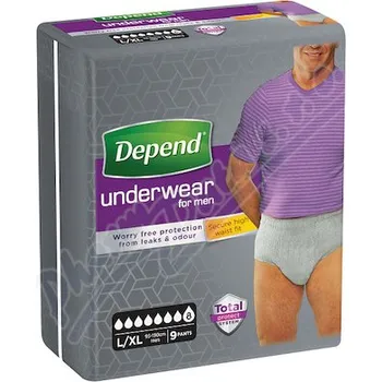 Inkontinenční kalhotky Depend Super inkont.kalh.vyšší pas muži L/XL 9ks