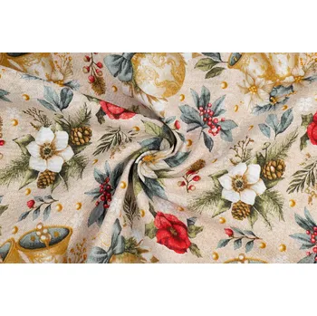 Bavlna režná vánoční zvony a baňky