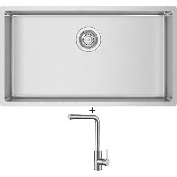 Nerezový dřez Nerezový dřez SET Sinks BOX 780 RO 1mm kartáčovaný + Laveo BONA BAB 269D nerez