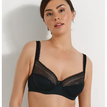 Podprsenka Blancheporte Polovyztužená krajková podprsenka Kalapana s flexibilními kosticemi černá 75D