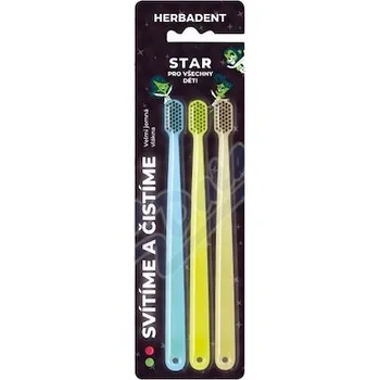 Zubní kartáček HERBADENT STAR dět.svít.zub.kart.velmi jem.vl.3ks