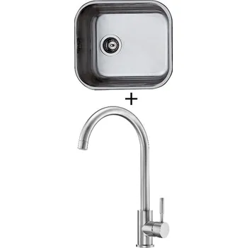 Nerezový dřez Dřez pod desku SET Foster Serie UM 1811 050 nerez + Deante LIMA BBM F62M nerez