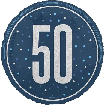 Balónek Unique Balónek fóliový 50 třpytivý modrý 46 cm
