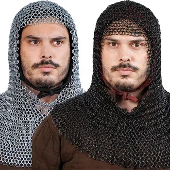 Karnevalový kostým Lord of Battles Kroužková kápě, nenýtované ocelové kroužky 10 mm, pozink / černěné - Outlet