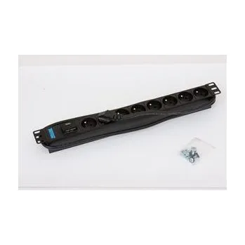 modulární přístroj a rozvaděč 19" 8xCZ zásuvka,bleskojistka,3x1.5mm 2m RAL9005