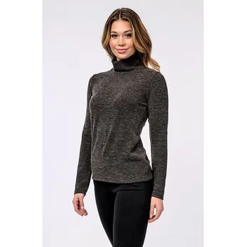 Dámská halenka Přiléhavá hnědá žebrovaná dámská halenka 7863 velikost 3XL