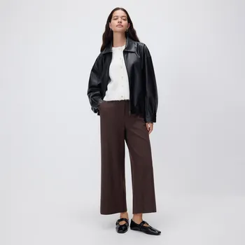 Reserved - Kalhoty culotte s ozdobným vázáním - tmavě hnědá - 864GS-89M - 864GS-89M-34