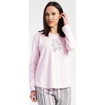 Dámské pyžamo Vienetta Dámské pyžamo dlouhé Paulína Barva: Růžová - světle, Velikost: XL