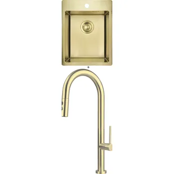 Kuchyňský dřez Nerezový dřez SET Deante OLFATO ZPO R10E zlatá + Deante OLFATO BQO R72M nerez zlatá
