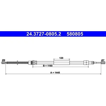 Lanko parkovací brzdy Tažné lanko, parkovací brzda ATE 24.3727-0805.2