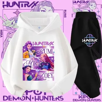 KPop Demon Hunters (Lovkyně démonů) Tepláková souprava KPop Demon Hunters (Huntrix), bílá mikina + černé/šedé kalhoty Barva: bílá mikina + černé kalhoty (26), Velikost: 150