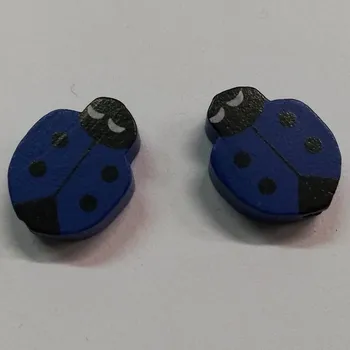 Dětské navlékací korálky Dřevěné korálky - beruška tmavě modrá - 14x19mm - 1ks