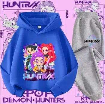 KPop Demon Hunters (Lovkyně démonů) Tepláková souprava KPop Demon Hunters (Huntrix), modrá mikina + černé/šedé kalhoty Barva: modrá mikina + šedé kalhoty (18), Velikost: 150