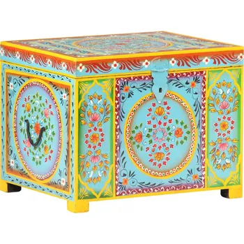 Truhla Ručně malovaný úložný box 50 x 40 x 40 cm masivní mangovník